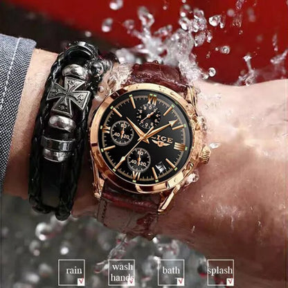 New Fashion Mens Watches Top Brand Luxury Military Quartz Watch Man Premium Lea image 7