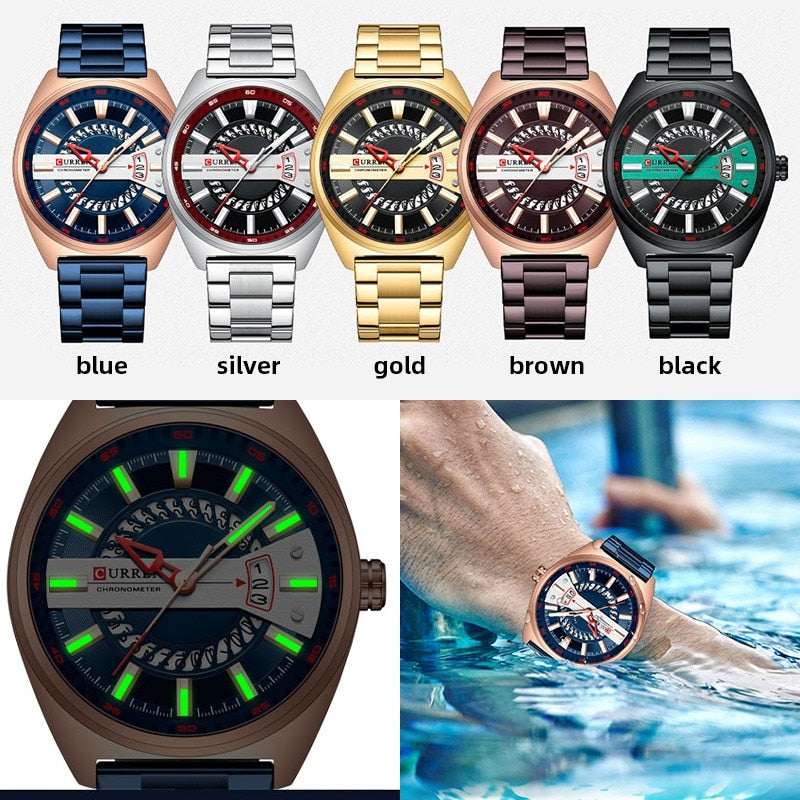 CURREN Men Watch Stainless Steel Band Luxury Quartz Wristwatches for Male Creat image 6