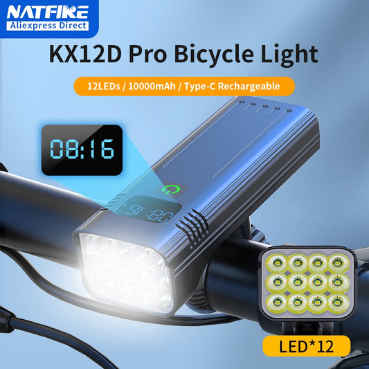 NATFIRE 12 LED Bike Light 4800 Lumen USB C Rechargeable Aluminum MTB Bicycle Li image 0