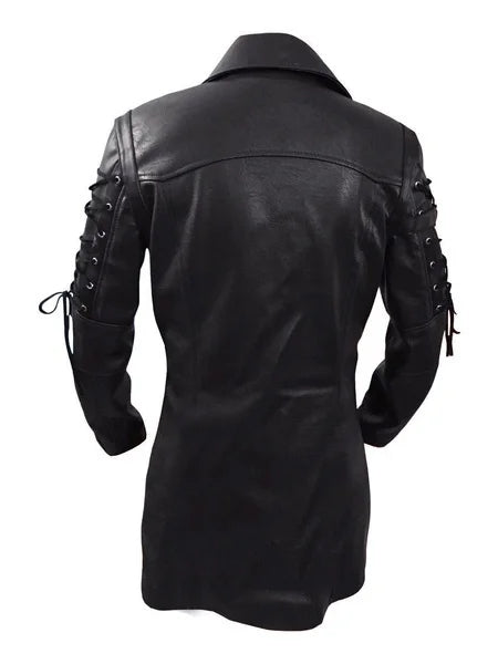 New Steampunk Men's Gothic Trench Coat Leather Jacket Punk Style Biker Jacke Au image 5