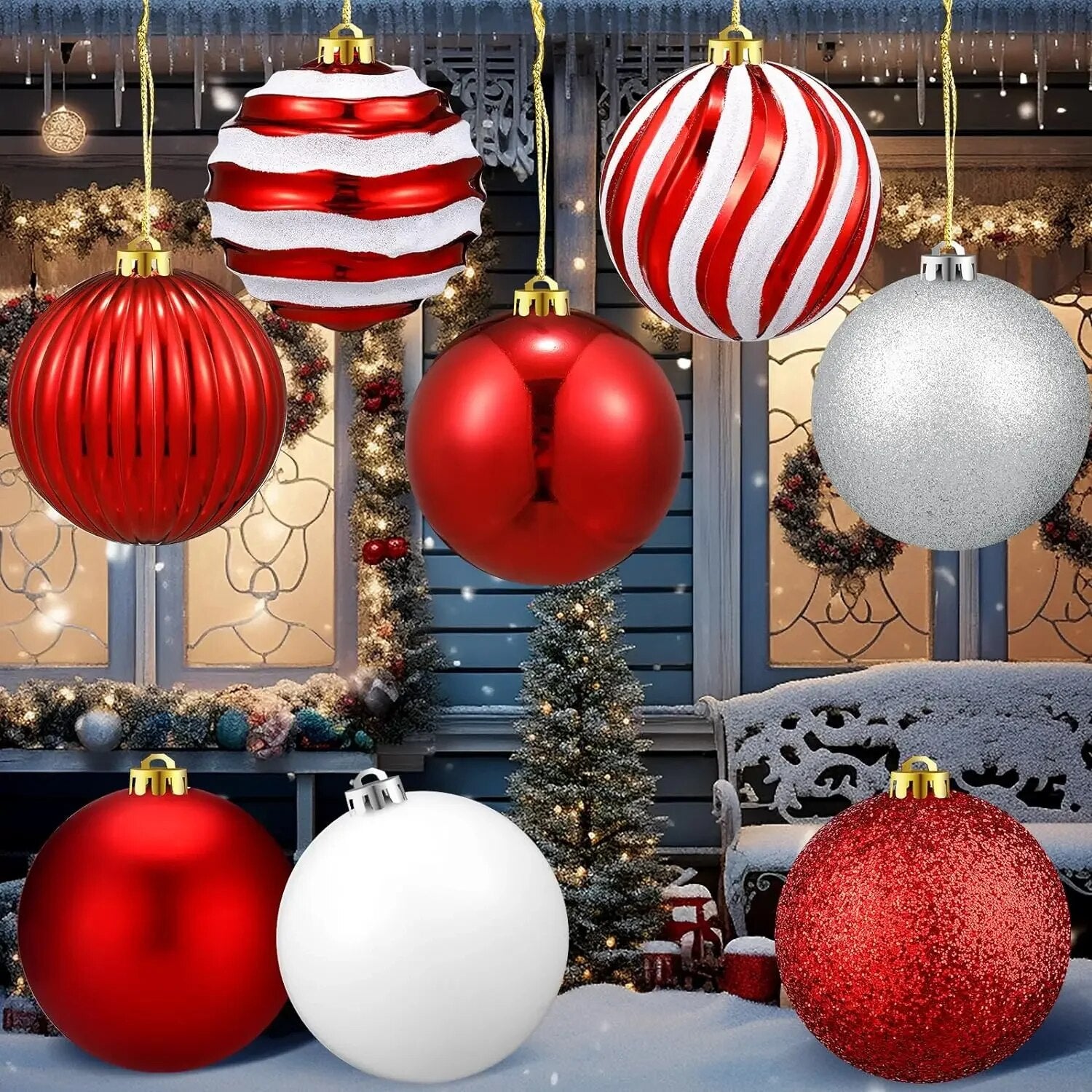 8 Pack Christmas Ball Ornaments 6 Inch Christmas Candy Ball Plastic Balls for H image 1
