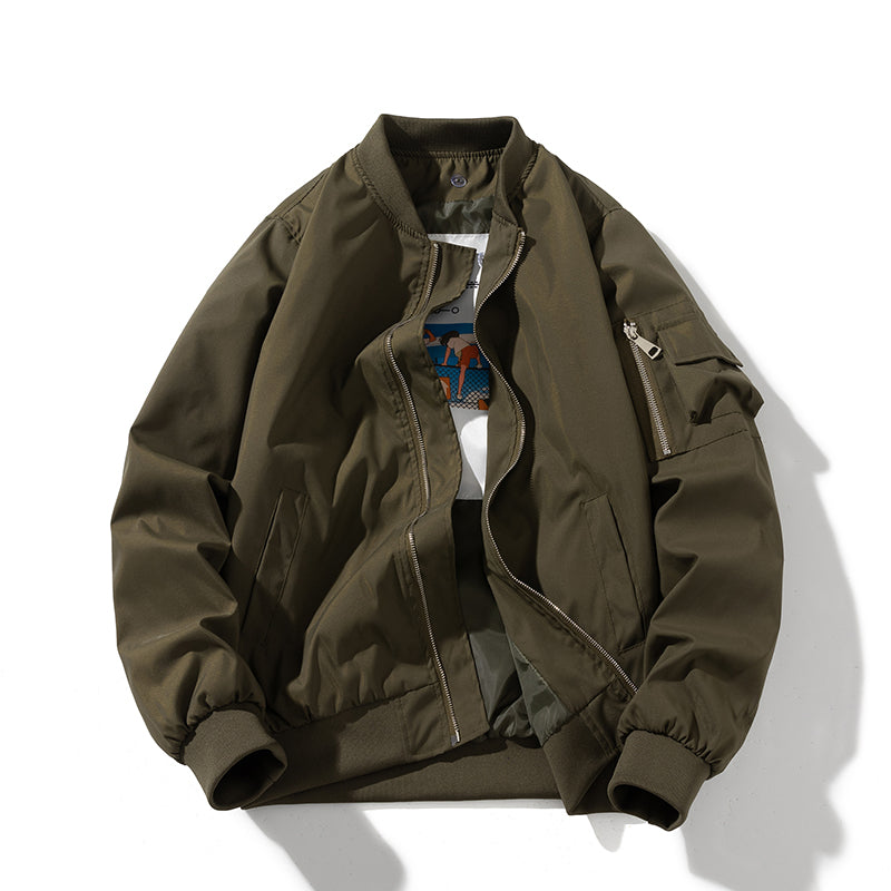 Men Bomber Jacket Autumn Winter Pilot Jacket Women Fashion Solid Baseball Coat  image 1