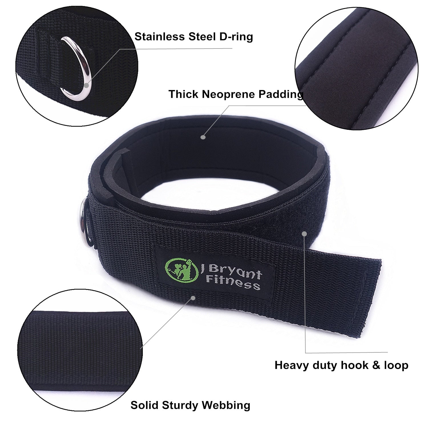 Fitness Thigh Straps Adjustable D-Ring Ankle Straps for Gym Cable Machine Neopr image 3