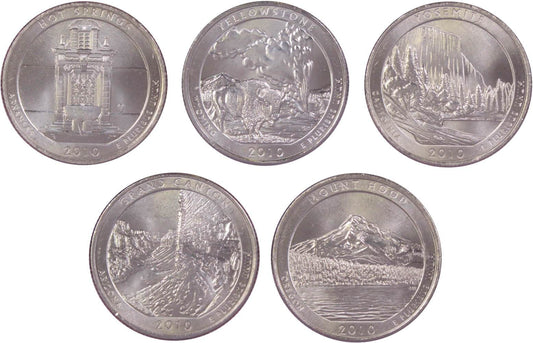 2010 P National Park Quarter 5 Coin Set Uncirculated Mint State 25c Collectible image 0