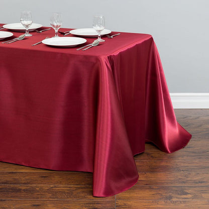 White Table Cloth Polyester Table Cloth Rectangular Satin Tablecloth for Birthd image 1