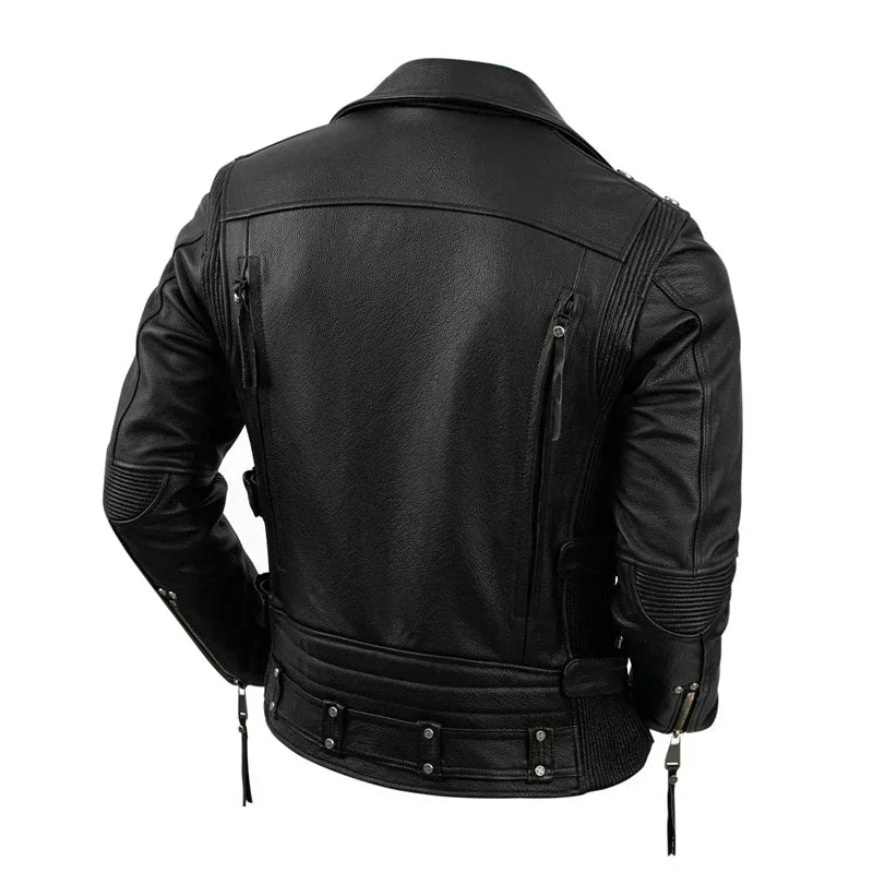 2024 Black Genuine Leather Jacket Men Motorccyle Style Plus Size 5XL Real Natur image 5