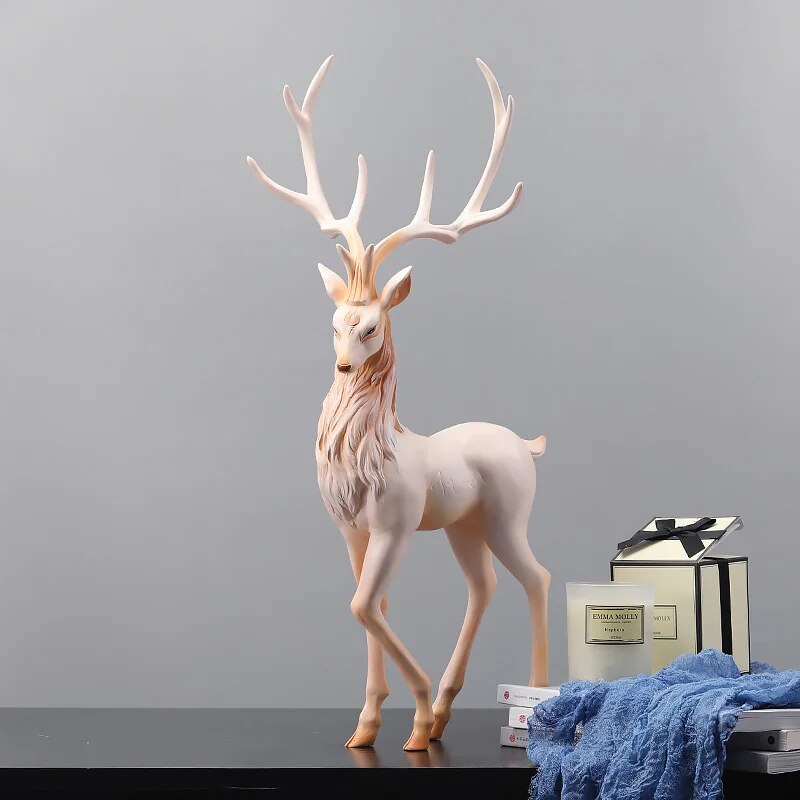 High End Deer Statue Reindeer Figurines Resin ELK Sculpture For Living Room Lux image 6