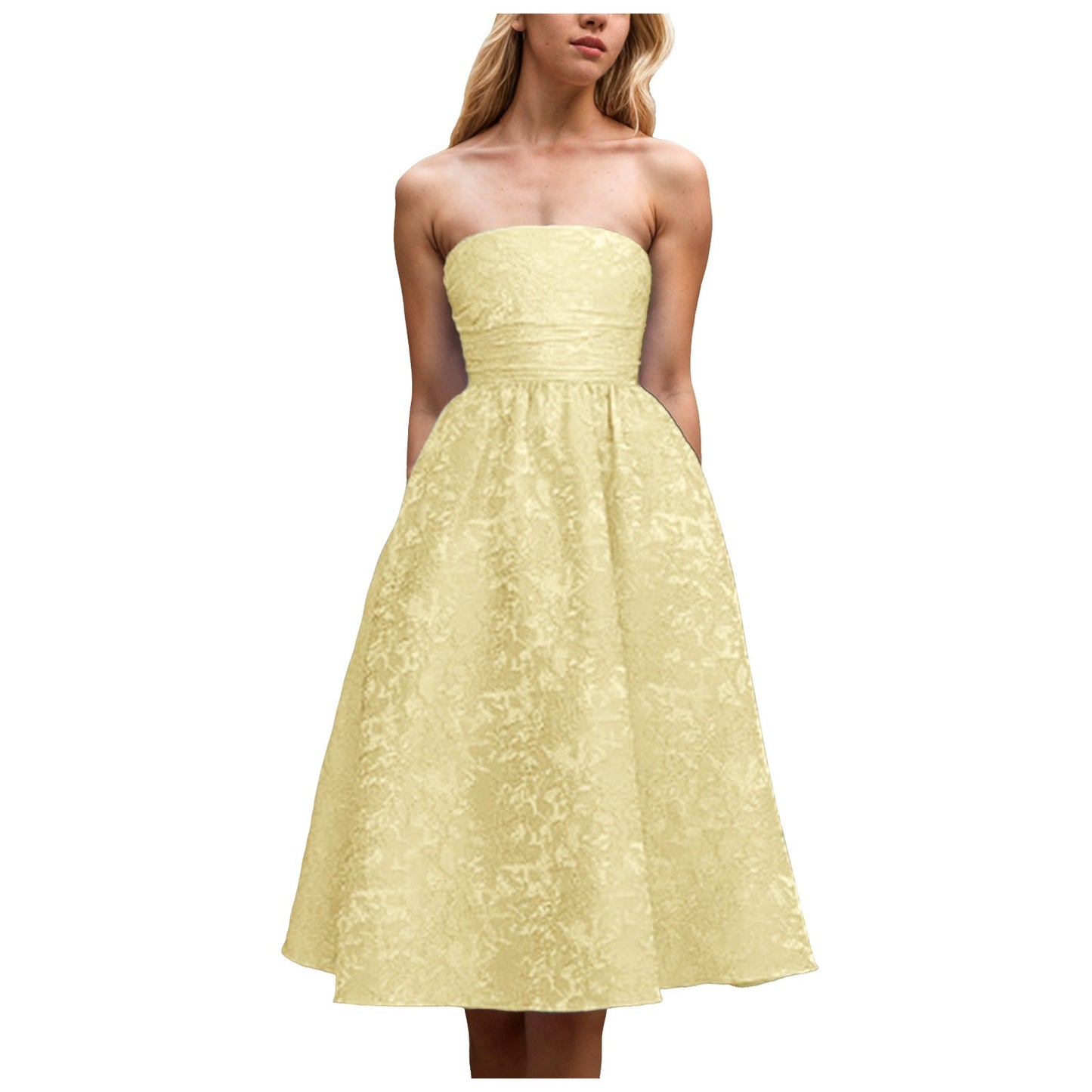 Sexy Strapless Party Dresses for Women Summer Elegant Off Shoulder Jacquard Mid image 8