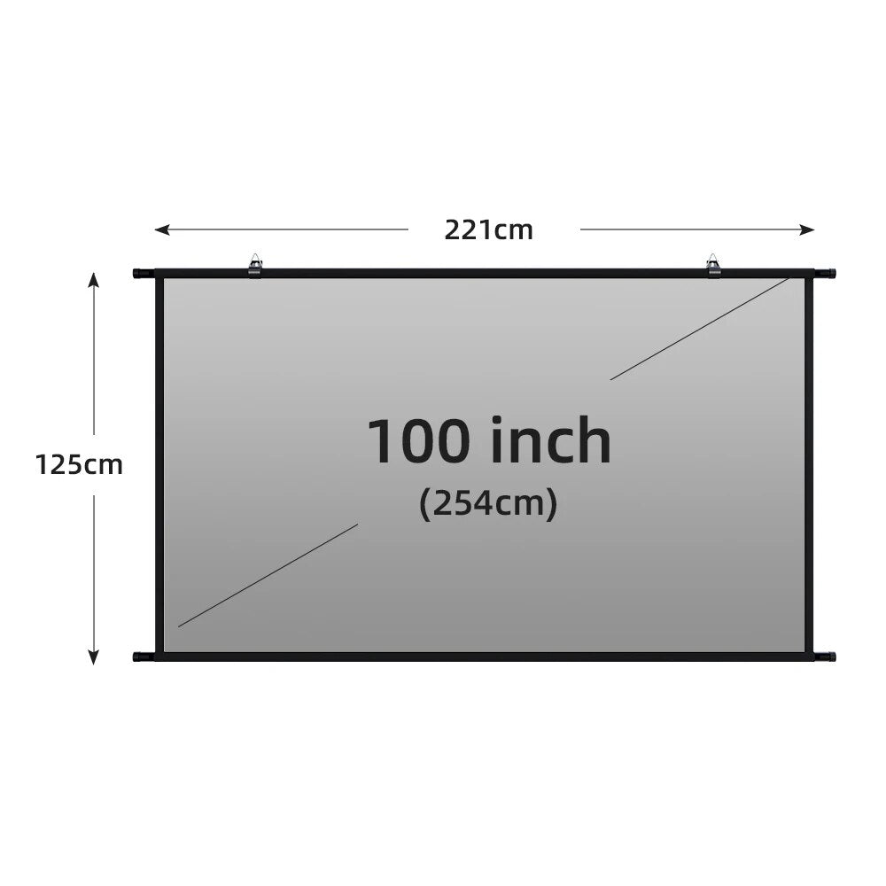 VADZ Projector Screen Wall Mounted Grey Anti-Light Resistant Reflective Fabr