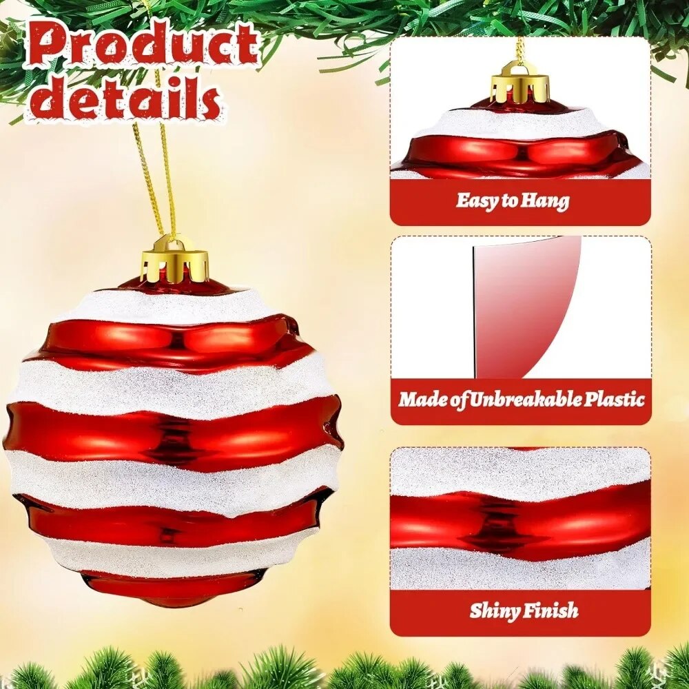 8 Pack Christmas Ball Ornaments 6 " Christmas Candy Ball Plastic Balls for H image 4
