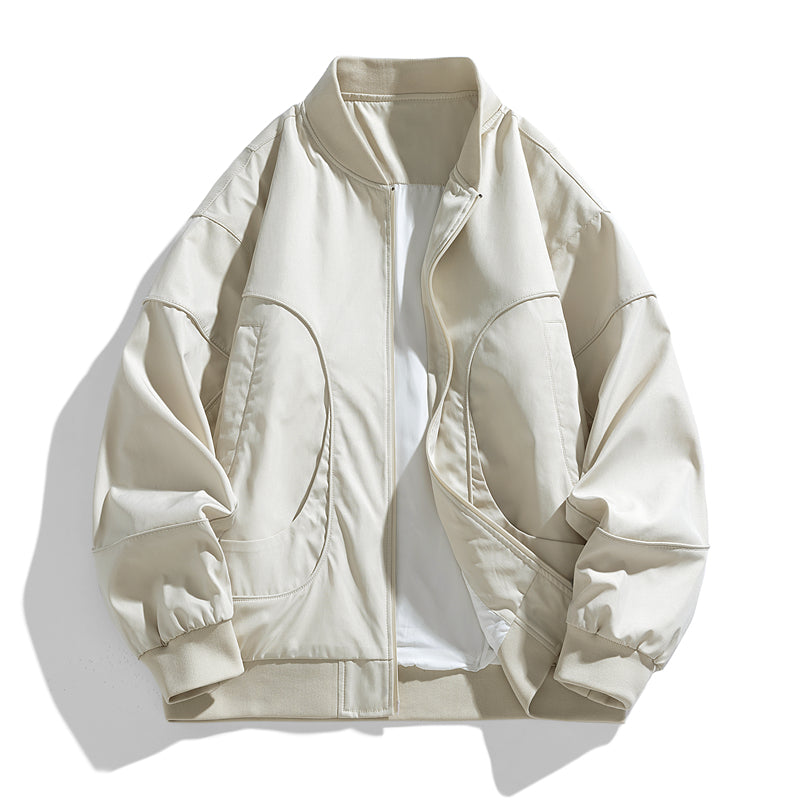 V-Neck Baseball Jacket Oversize Men's Windbreaker Aviator Coat Fashion Patchwor image 1