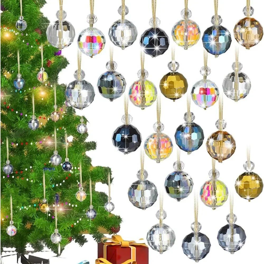 60 Pcs Multicolor Crystal Christmas Ball Ornaments Ball Colorful Glass Balls Ch image 3