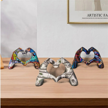 Personalized Heart Gesture Resin Statue Home Decoration Modern Art Hand Love Ab image 9