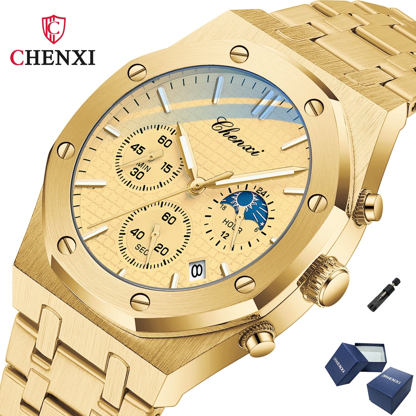 CHENXI 948 Chronograph Date Business Top Luxury Brand Quartz Watch Men Stainles image 9