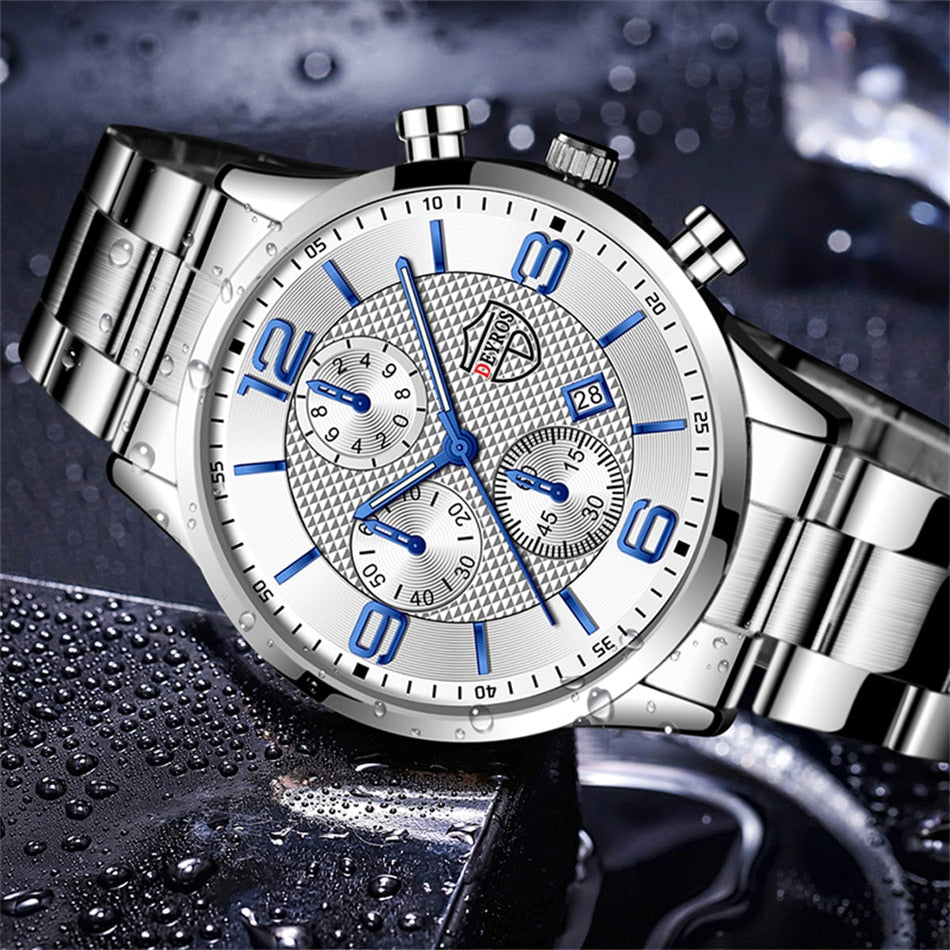 Luxury Mens Sports Casual Watches For Men Fashion Stainless Steel Calendar Quar image 8