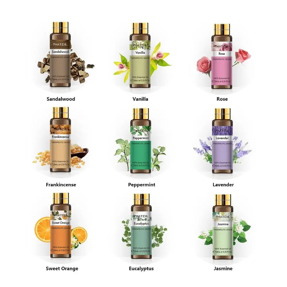 9pcs 10ml Diffuser Aroma Oil Pure Natural Essential Oils Gift Set Kit Rose Lave image 1