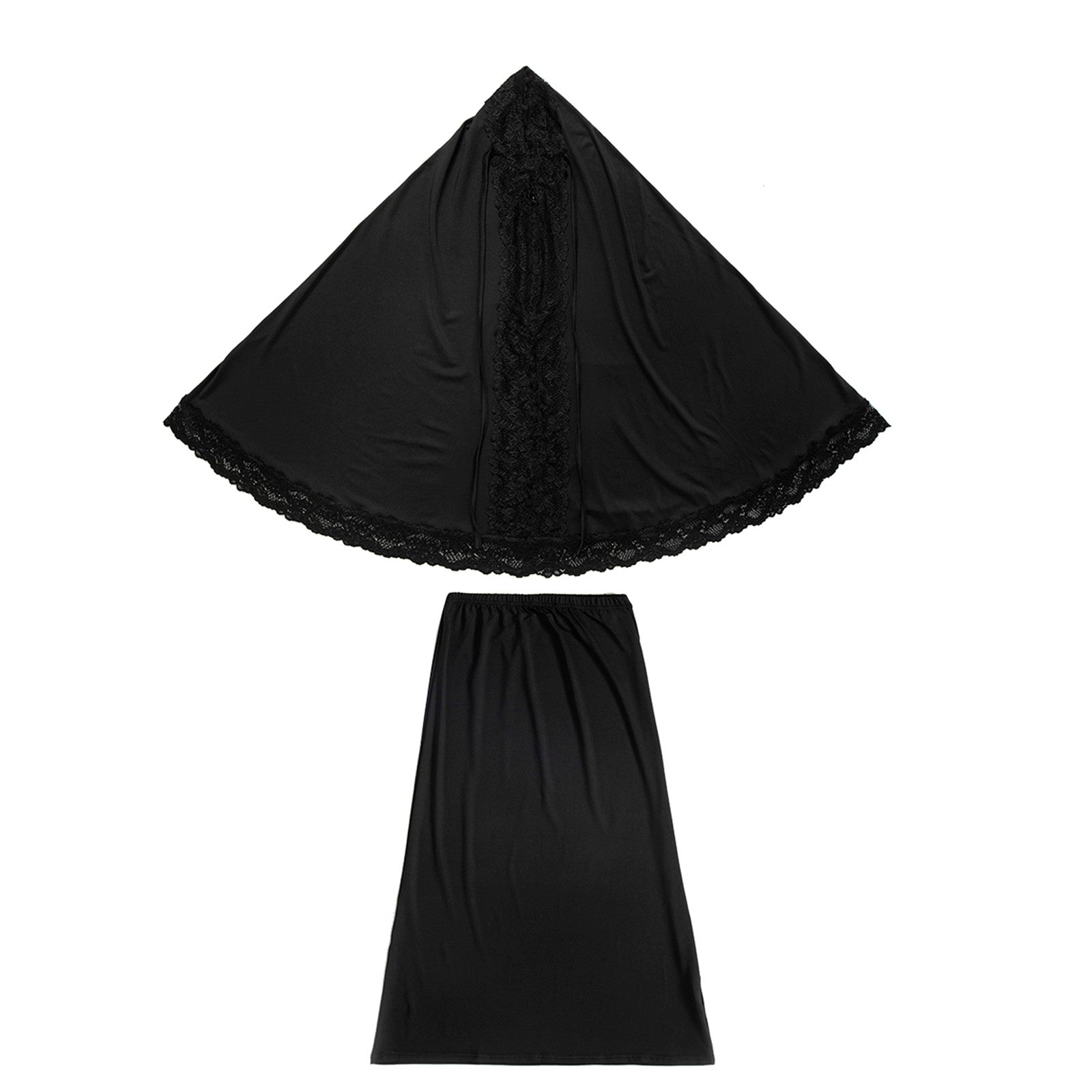 2 Piece Set Prayer Garment Lace Dress Robe Muslim Kids Girls Abaya Gowns Overhe image 1