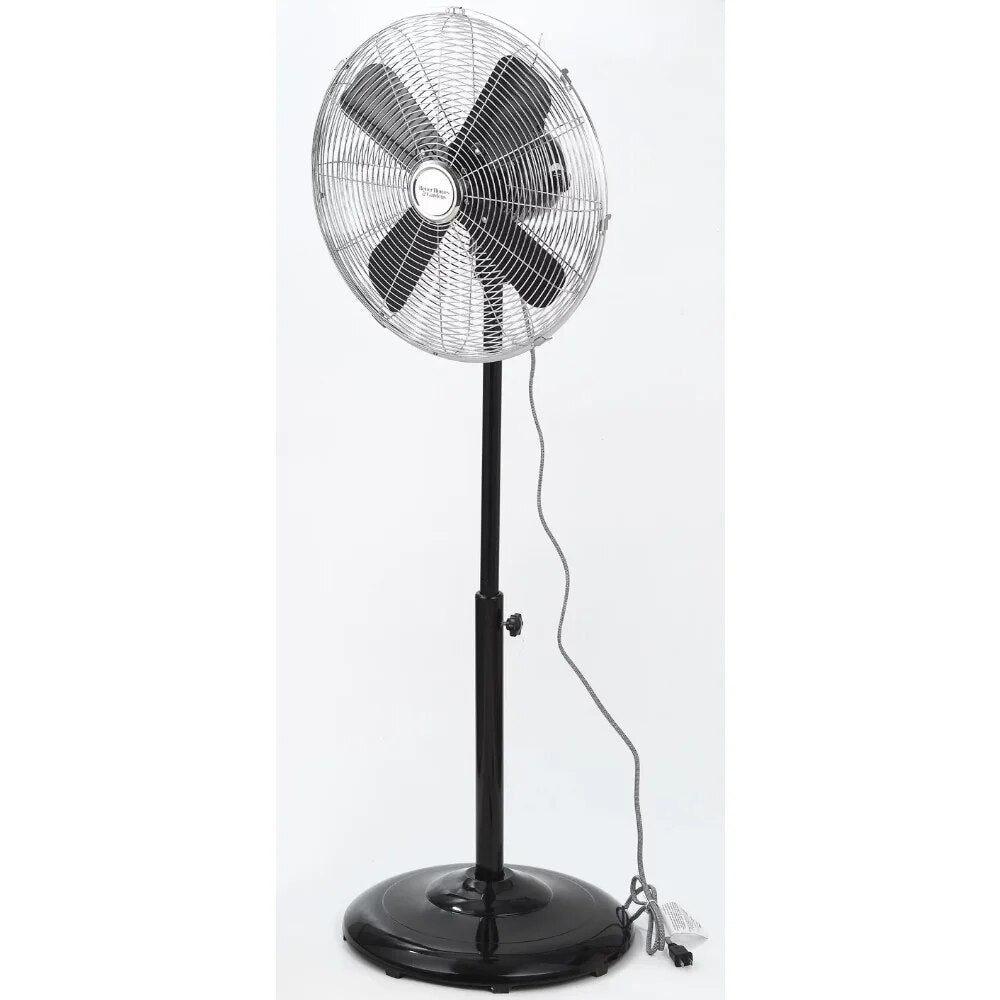 16'' Retro 3-Speed Metal Standing Fan, Black Rechargeable Fan image 5