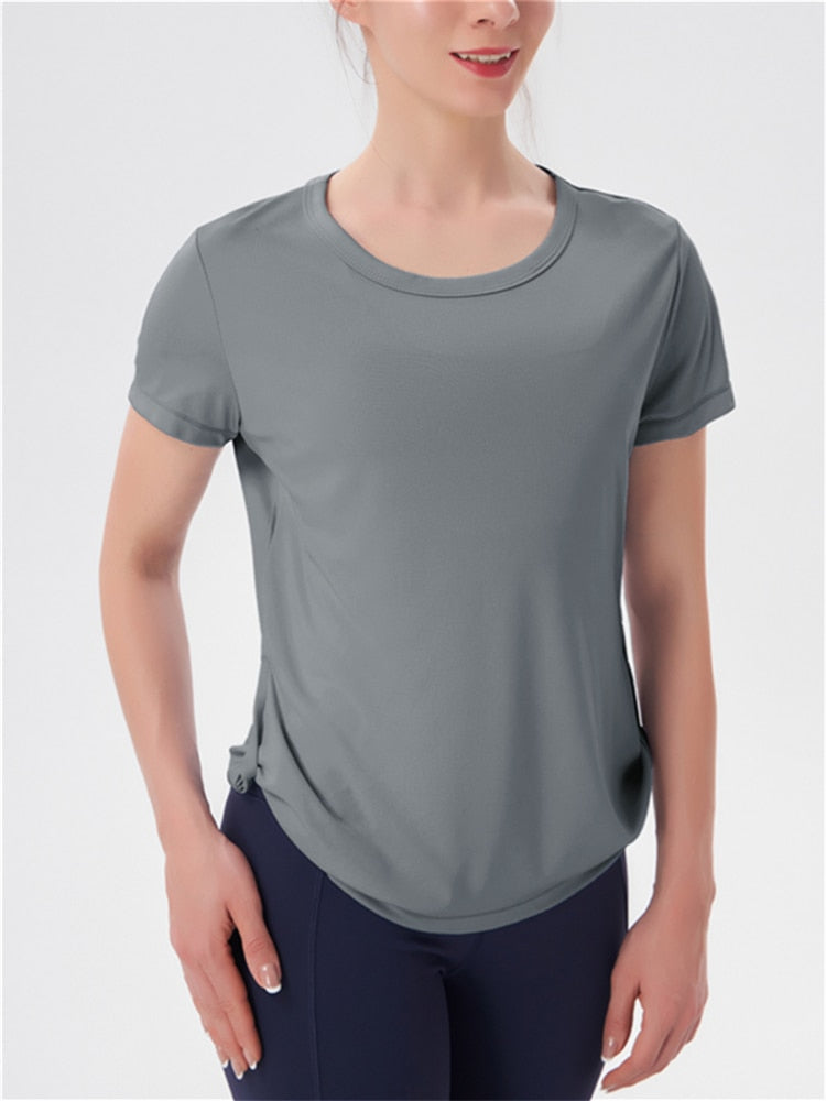 Tops For Women 2023 Loose Yoga Shirt Women's Clothing Short Sleeve Running T-Shi image 2