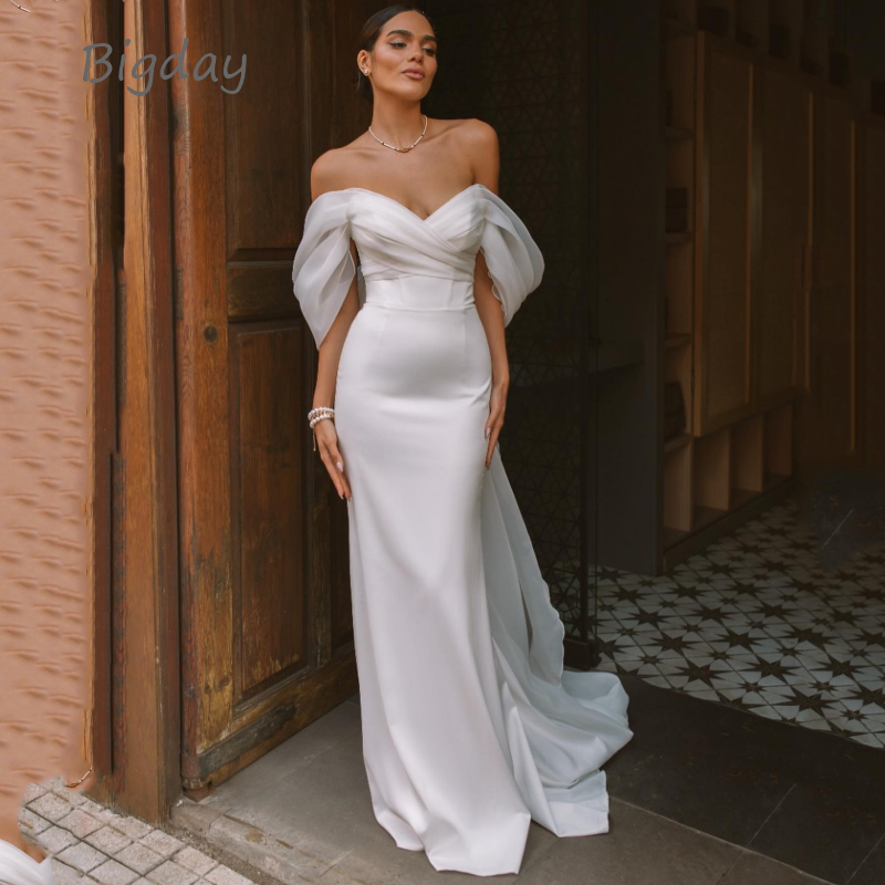 Elegant Sweetheart Mermaid Wedding Dress Women White Off The Shoulder Open Back image 1