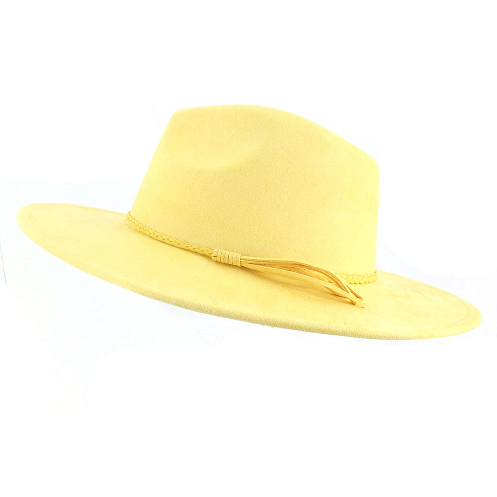 Suede Top Hat 9.5cm Wide Brim Fedora Hat Men Women Autumn Winter Felt Jazz Hats image 31