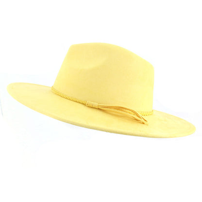 Suede Top Hat 9.5cm Wide Brim Fedora Hat Men Women Autumn Winter Felt Jazz Hats image 31