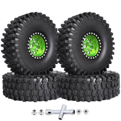 4pcs Hobbypark 1.9 Inch Beadlock Wheels and Tires Set for 1/10 Scale RC Crawler image 3