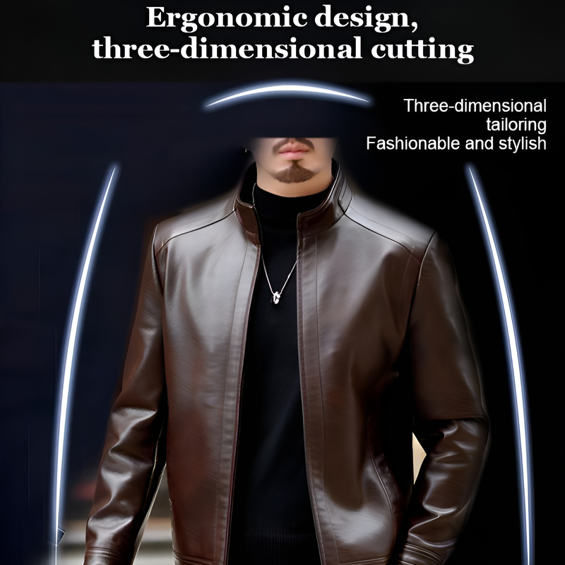 Men's Leather Jacket Stand Collar Jacket Men's Casual PU Leather Jacket Casual  image 4