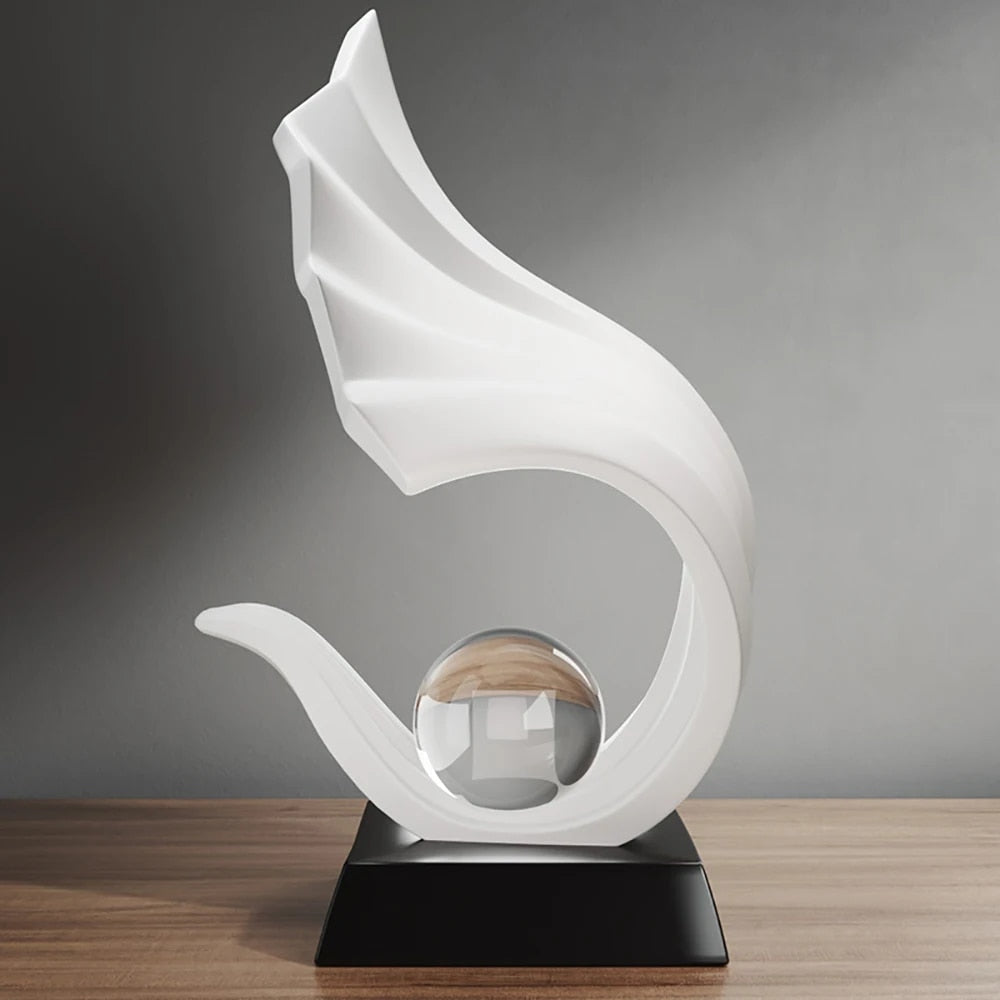 Nordic Style Home Decorations Irregular Wave Statue Crystal Ball Simple Living image 6