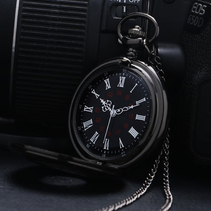 Vintage Charm Black Unisex Fashion Roman Number Quartz Steampunk Pocket Watch W image 3