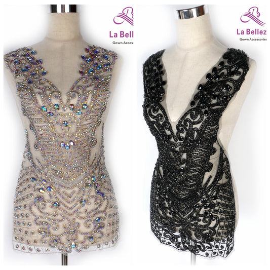 La Belleza New hot  handmade AB black silver 6color bodice Rhines