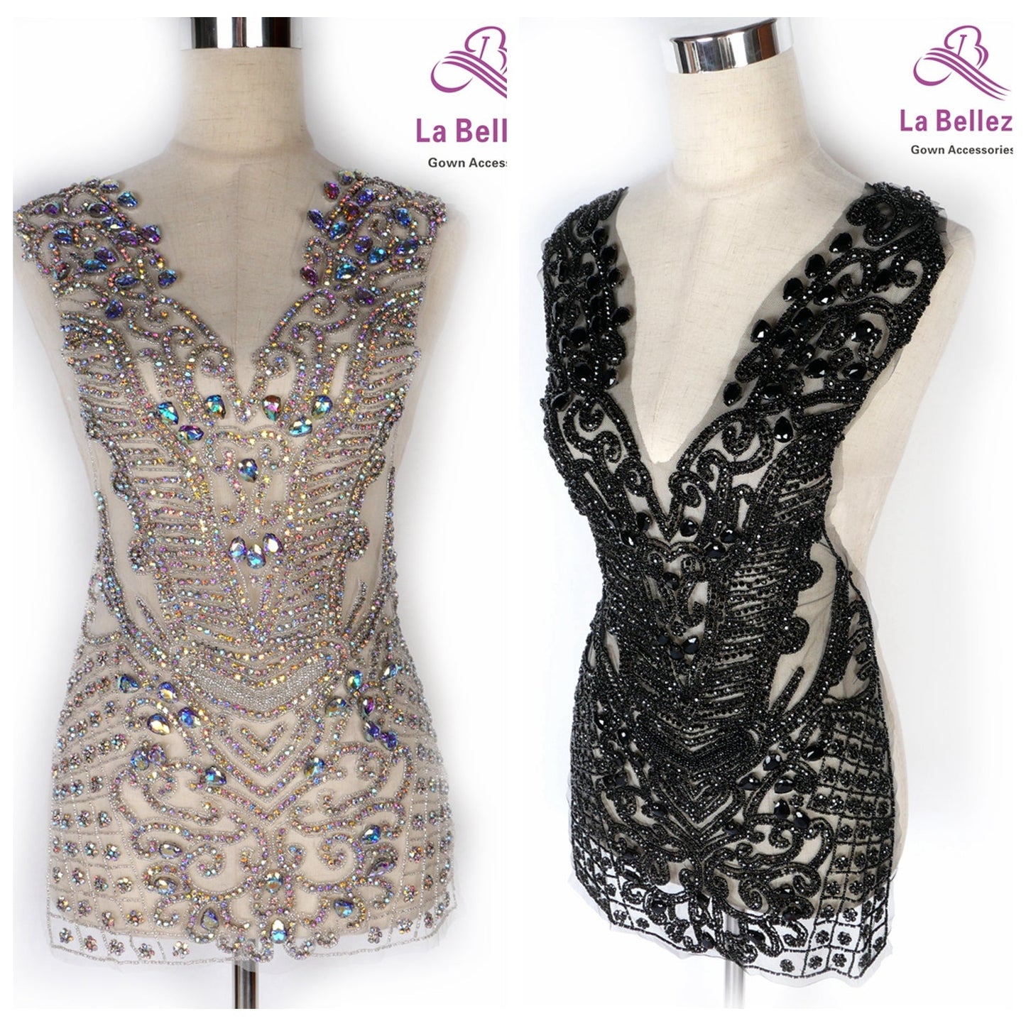 La Belleza New   handmade AB black silver 6color bodice Rhines