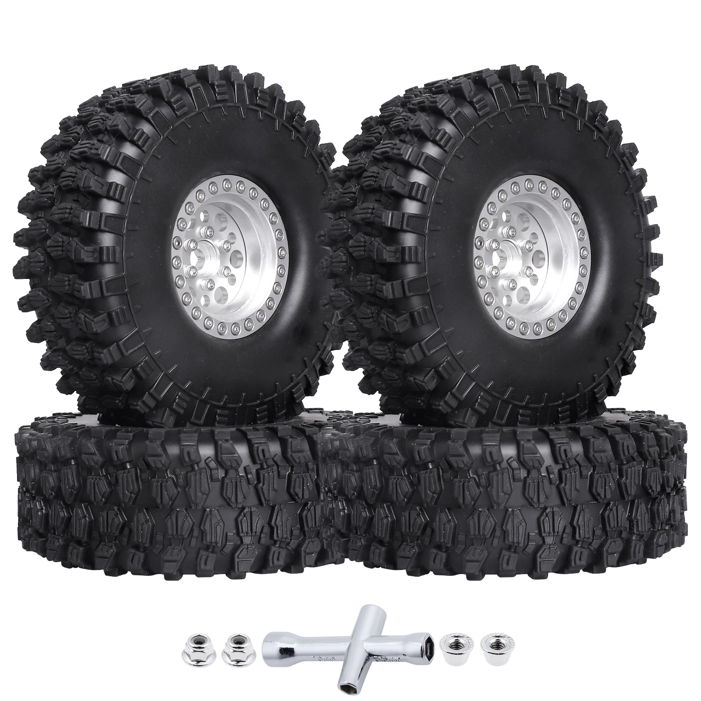 HobbyPark 4.72 inch 1.9 Crawler Tires and 1.9 Beadlock Wheels Set for Axial SCX image 3