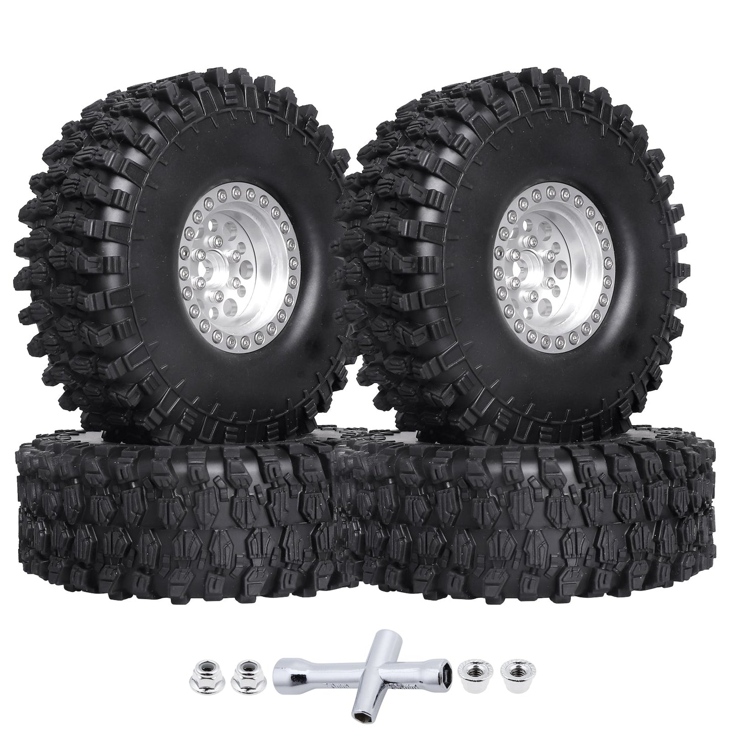 HobbyPark 4.72 " 1.9 Crawler Tires and 1.9 Beadlock Wheels Set for Axial SCX image 3