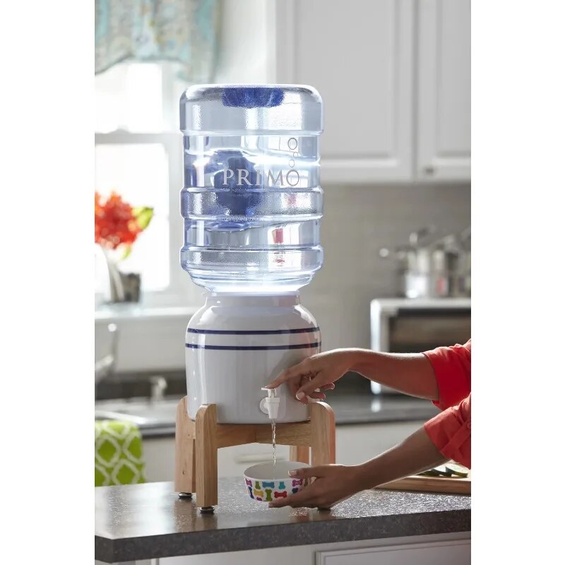 Primo Water Countertop Dispenser Top Loading, Room Temp, Ceramic, Wooden Stand image 0