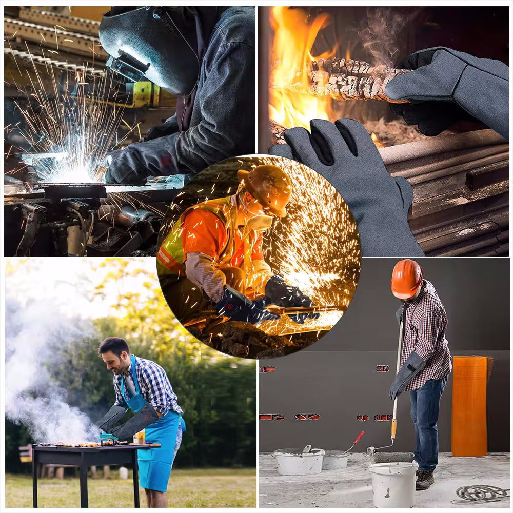 HITBOX 14/16inch Welding Gloves For Tig Mig Welder Works Barbecue Kitchen Stove image 7