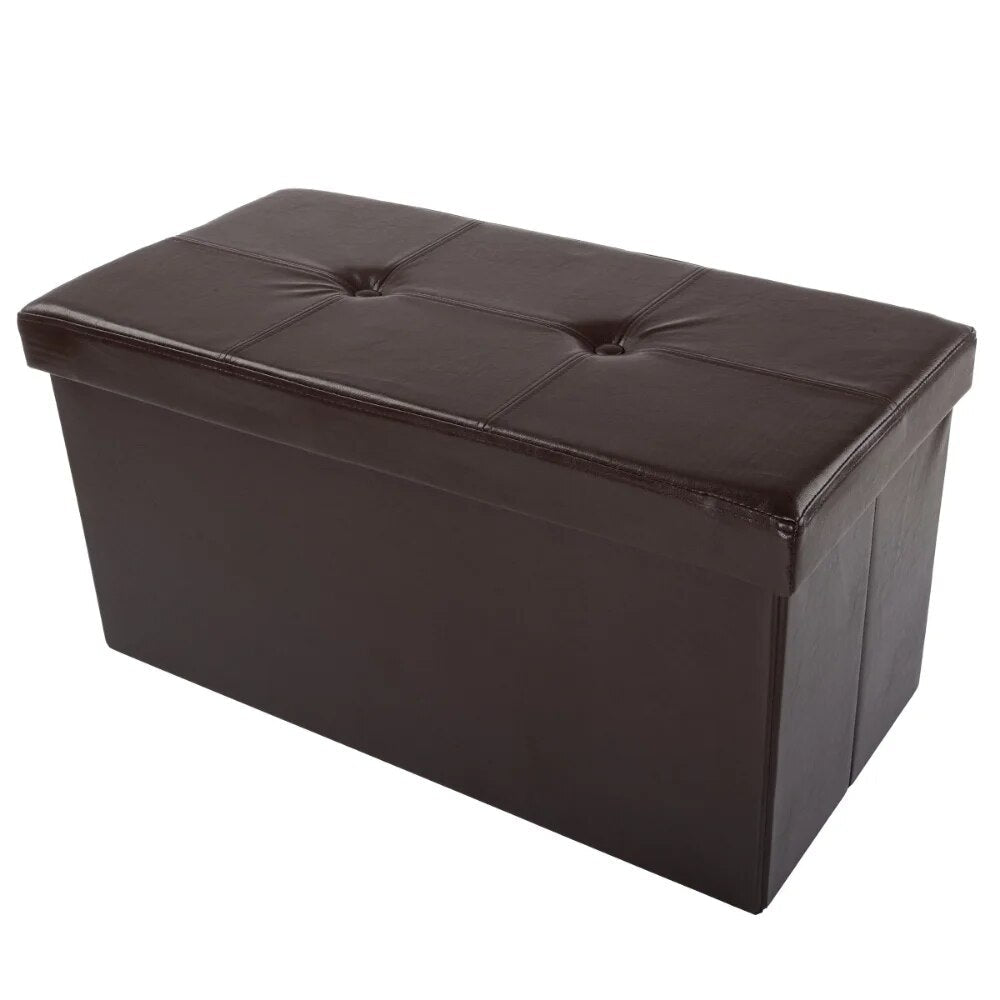 Foldable Storage Bench Ottoman Tufted Faux Leather Organizer By Lavish Home
