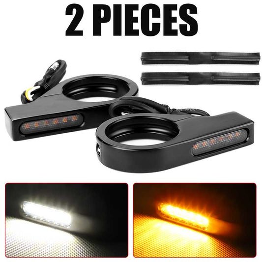 Motorcycle 39mm-41mm fork tubes front LED Turn Signal Light Amber flasher signa