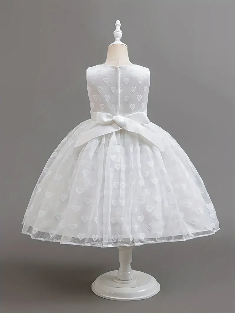 Girls Party Dresses Summer  Bow Princess Dress Kids Baptism Lace