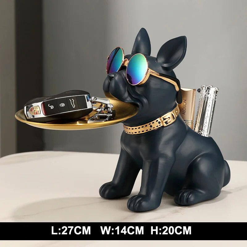 Fancy Bulldog Statue with Tray and Bin Living Room Desk Decoration Nordic Dog S image 6