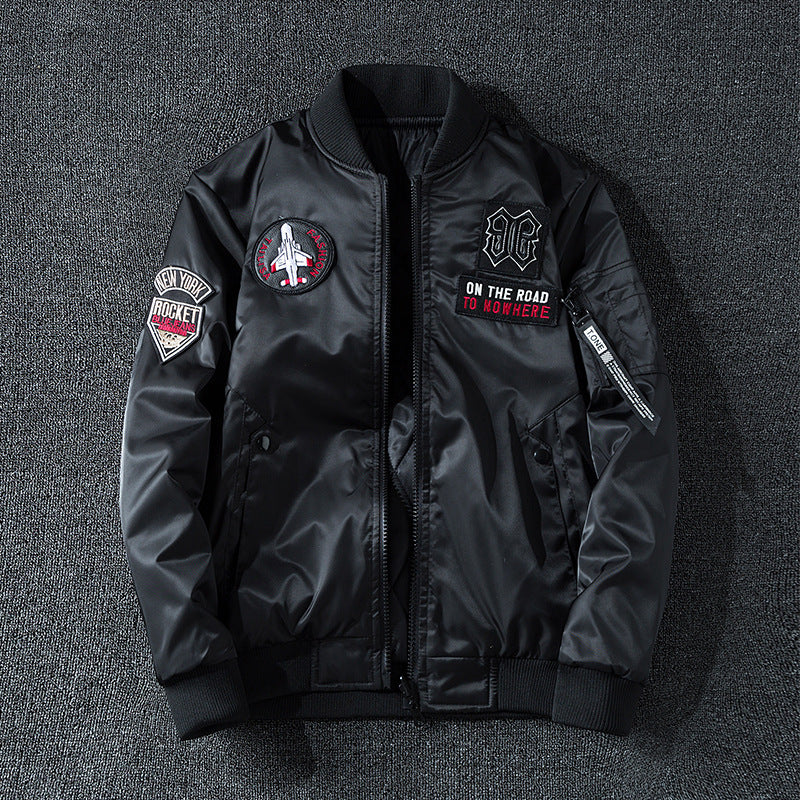 Winter Bomber Jacket Men Military Pilot Jacket Badge Fashion Double Side Wear M image 3