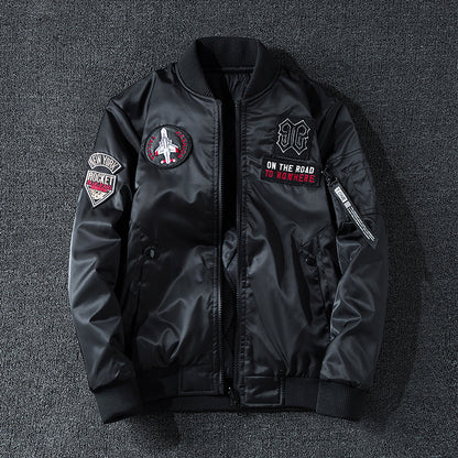 Winter Bomber Jacket Men Military Pilot Jacket Badge Fashion Double Side Wear M image 3
