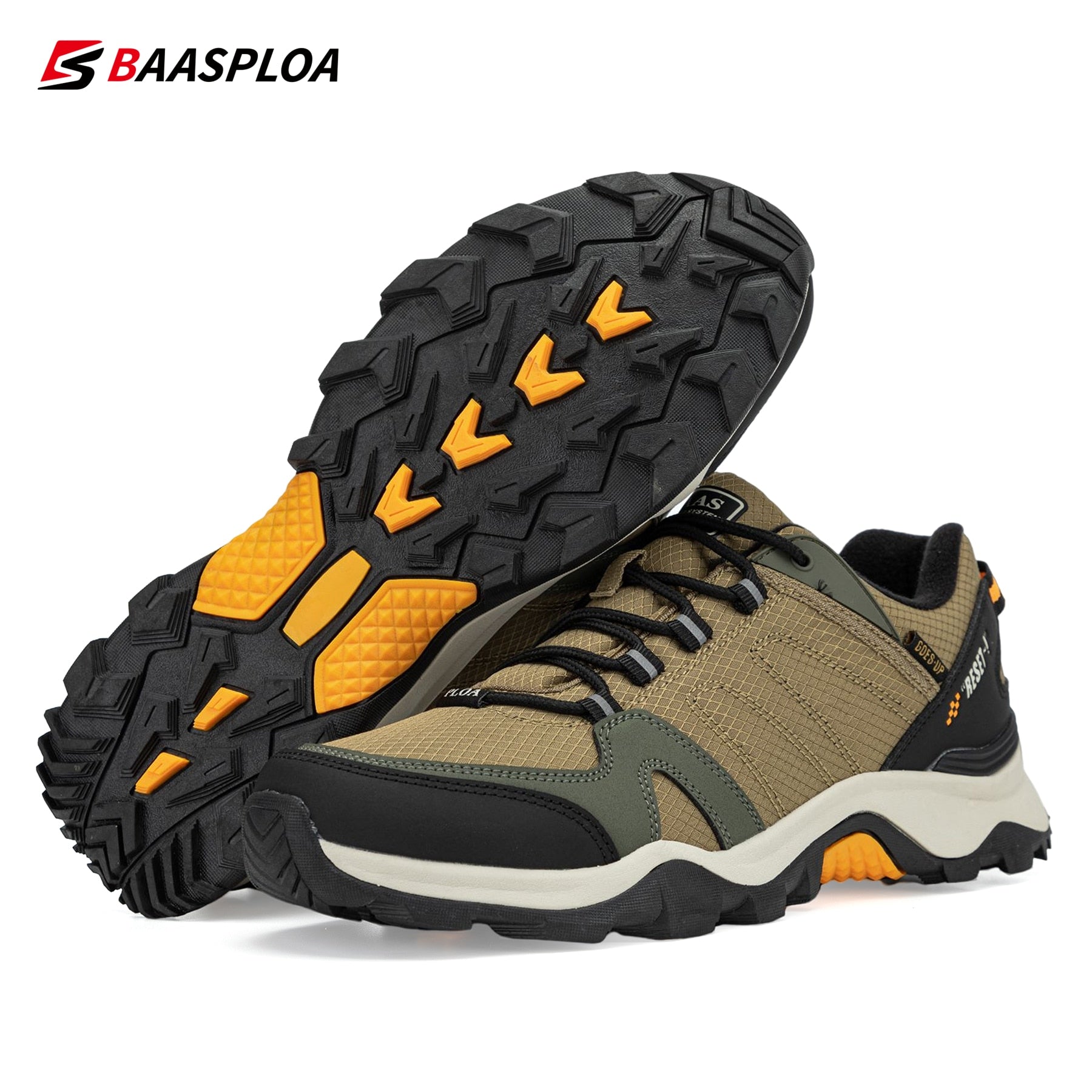 Baasploa 2022 Men Waterproof Leather Hiking Shoes Non-slip Wear-resistant Out