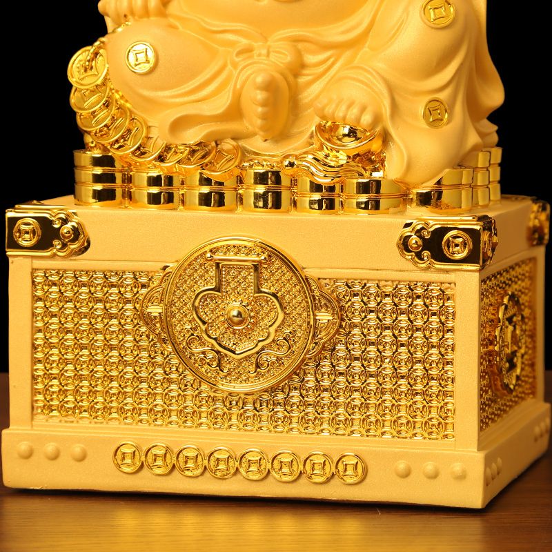 Laughing Buddha's Decoration To Piggy Bank Fortune Resin sculptureHandmade Stat image 5