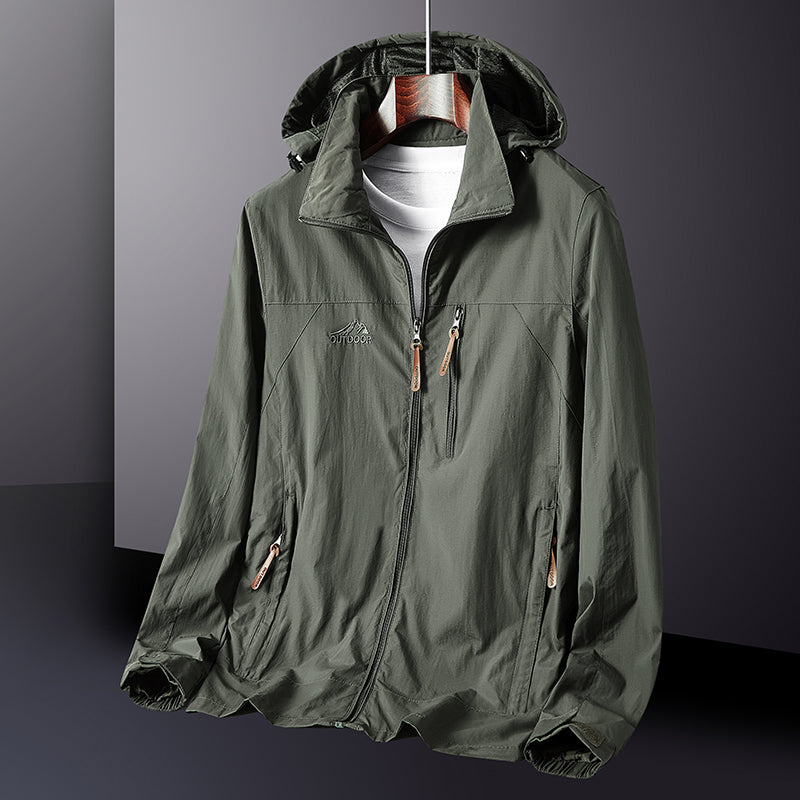 Bomber Jacket Men's Autumn Waterproof Breathable Detachable Cap Coat Outdoor Wo image 1