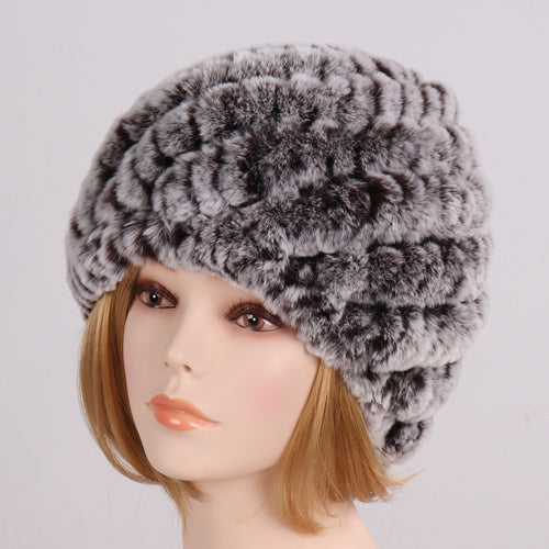 Lady Winter 100% Natural Real Rex Rabbit Fur Hat Women Soft Rex Rabbit Fur Cap  image 5