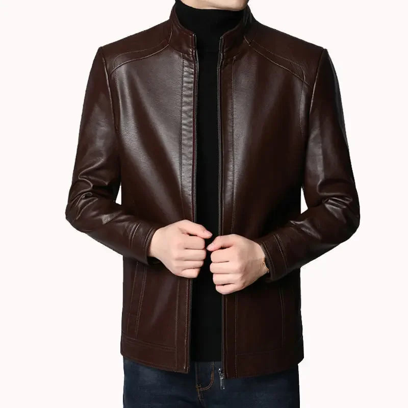 Leather jacket men's jacket autumn  trendy brand motorcycle suit windproof hand image 1