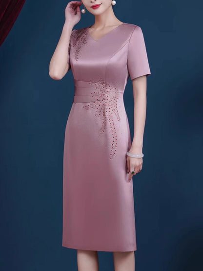 Elegant Short-sleeved V-neck Evening Dress, Dress For Women, Suitable For Weddi image 3