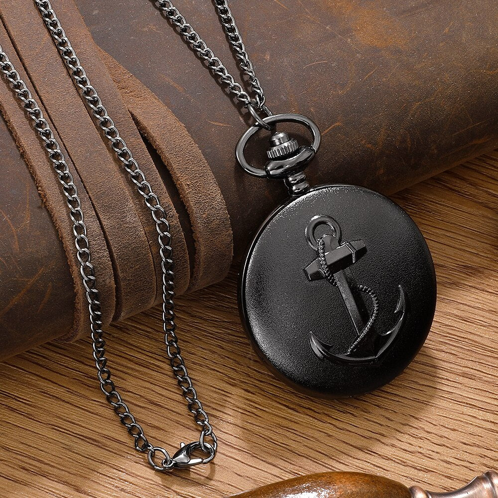 Vintage Pirate Anchor Quarzt Pocket Watch with Chain Necklace Vintage Quartz Pe image 3