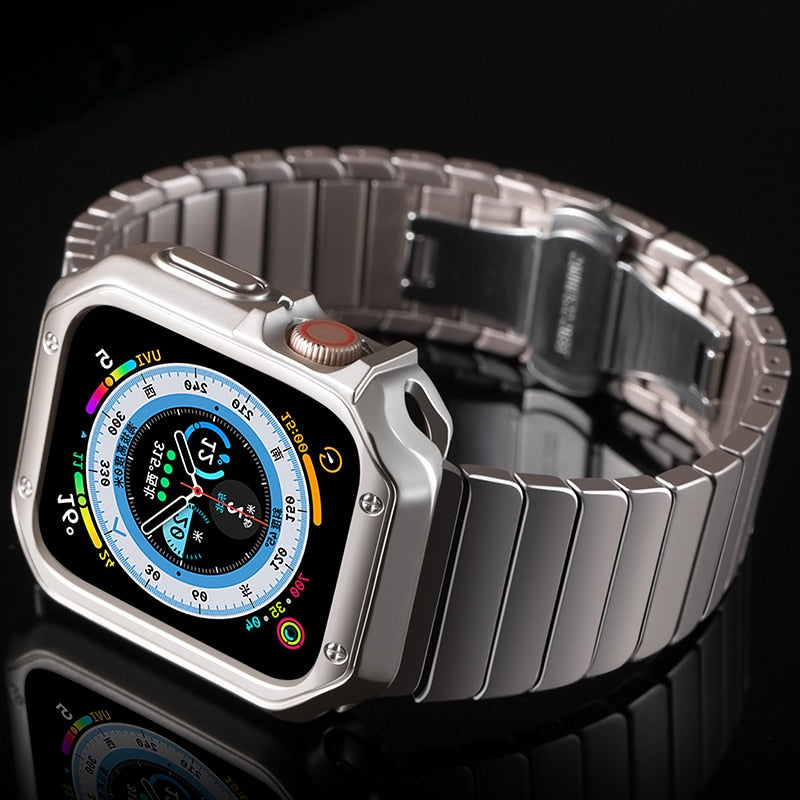 Band+Case For Apple Watch Band Ultra 49mm Strap Metal Bracelet Link Correa For  image 1